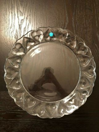 Tiffany & Co.  Hearts Crystal Platter 12 "