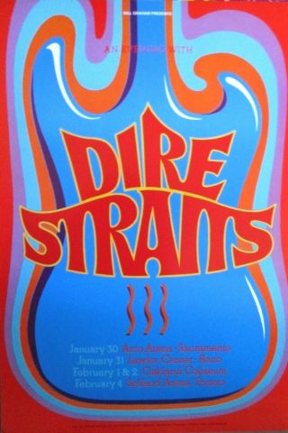 Dire Straits Poster Oakland Reno Fresno Bgp53 Bill Graham Gary Grimshaw