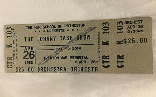 Rare Orig.  " The Johnny Cash Show " Concert April 26,  1986 Full " Orchestra " Ticket