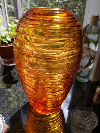 Fulvio Bianconi for Venini Murano Large Threaded Art Glass Vase 6