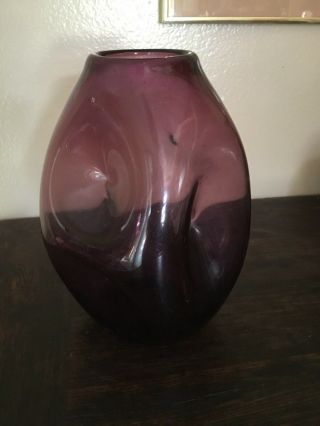 Blenko 921l Amethyst Pinched Dimpled Indent Art Glass Vase 1950 Winslow Anderson