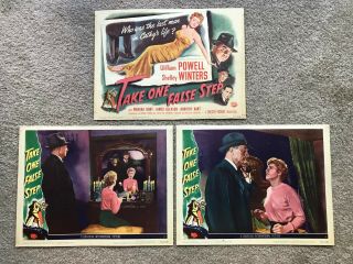 3 Lobby Cards 11x14: Take One False Step (1949) Shelley Winters