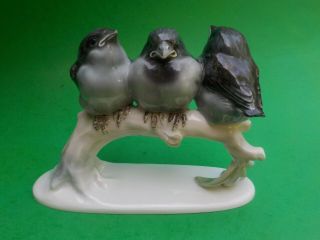 Rosenthal 3 Jackdaw Birds On A Branch Porcelain Figurine 1531 Crows