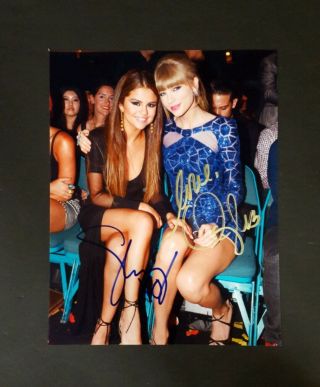 Selena Gomez & Taylor Swift Duel Autograph 8 1/2 X 11 Photo W/coa