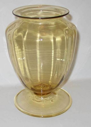 Un - Signed Steuben Carder - Era Urn - Shaped Amber Vase With Optic,  Folded Foot Rim