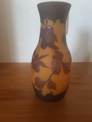 8.  5 " Galle Tip Cameo Art Glass Vase