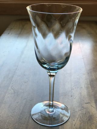 8 Azure Blue Crystal Hand Blown Optic Water Goblets Stemware 7.  25” 4