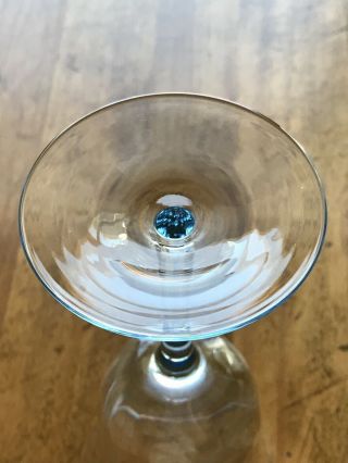 8 Azure Blue Crystal Hand Blown Optic Water Goblets Stemware 7.  25” 8