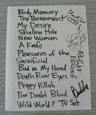 Pain Teens Handwritten & Autographed Set List Us Tour 1993 Punk
