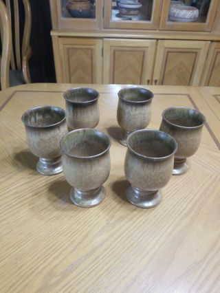 6 X Denby Langley Vintage Stoneware 8 Oz Goblet Romany Brown England Euc