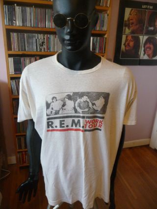 Vintage 1987 R.  E.  M.  " Work Tour " Concert T - Shirt Mens Xxxl White