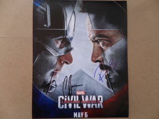 Chris Evans Robert Downey Jr.  Signed Autographed Photo " Homecoming "