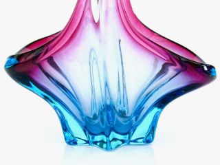 Royal Majesty Of Glass Murano Italian Art Glass Bowl Ice Blue Lush Cranberry 3