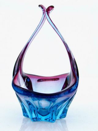Royal Majesty Of Glass Murano Italian Art Glass Bowl Ice Blue Lush Cranberry 5