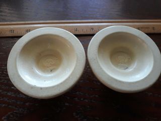 Vintage Rookwood pottery Matte Yellow Candle Holders 1923 Lotus Flower pat PAIR 4