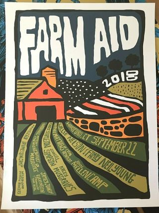 Farm Aid 2018 Print Poster Neil Young Dave Matthews Willie Nelson Dmb