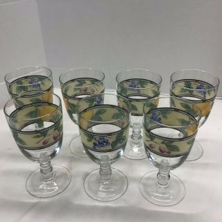Set Of 7 Mikasa Garden Harvest 14 Oz Iced Tea Water Glasses Goblets Footed