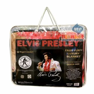 Elvis Presley Aloha Hawaii Up Close Faux Fur Mink Queen Size Blanket