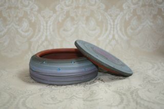 Jim Kemp Studio Pottery Ceramic Jars - Indiana Artist - Small Jar With Lid Blue