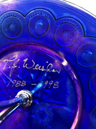 Signed By Weishar Moon And Stars Cobalt Blue Snack Tray