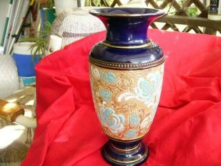 Royal Doulton 8 " Tapestry Cobalt Blue Vase Slaters Patent Artist Edith Barlow