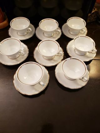 8 Wawel Poland Fine China W/gold Trim Casa De Oro Pattern Coffee Cup And Saucer