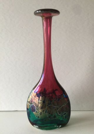 Stunning Robert Held Iridescent Purple/green Art Glass Vase With Sticker & Signe