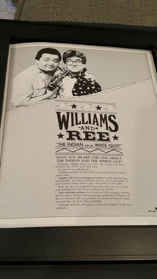 Williams And Ree The Indian And The White Guy Rare Promo Poster Ad Framed