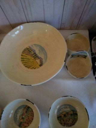 Sur la table 9 piece pasta/soup bowls Tuscan landcape design made in Italy 2