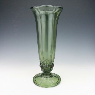Val St Lambert - Sage Coloured Belgian Glass Vase - Art Deco