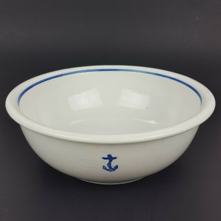Vintage Wwii Us Navy Fouled Anchor Tepco Vitrified Serving Bowl 9 1/2” Usa Made