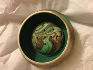 Exc Cond Garden Of The Gods Pottery Ceramic Swirl Bowl Planter & Matching Frog