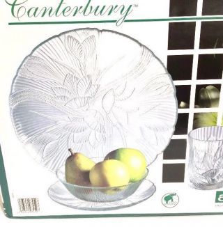 Arcoroc Canterbury 40 Pc Dinner Set Complete Clear Glass Bowl Mug Salad Plate 2
