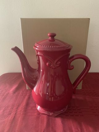 Nib Princess House Exclusive Pavillion Berry Red Tea/coffee Pot (3239)