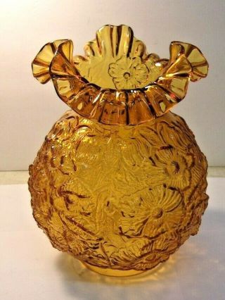 Fenton Art Glass Amber Poppy Globe Gone With The Wind Shade Large 10 1/2 " Tall