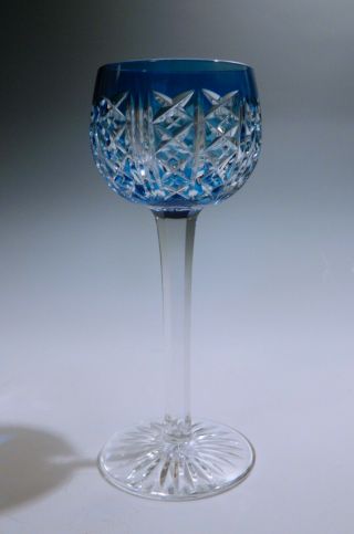 St.  Louis Crystal Riesling Sky - Blue Cut To Clear Sherry Or Port Wine Goblet 1948