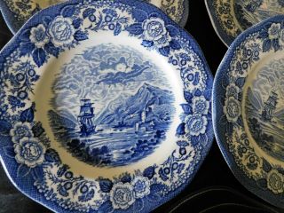 Lochs of Scotland Blue by Wedgwood set 4 plates,  4 cups/saucers,  4 fruit bowls 3