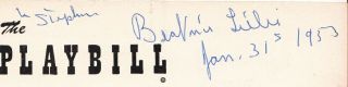 BEATRICE LILLIE Actress.  Signed 1953 Playbill 