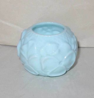 Eapg Victorian Blue Opaque Milk Glass Pansy Toothpick Holder,  Undamaged