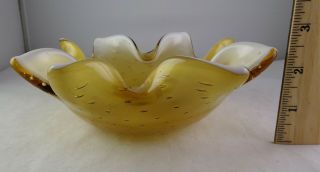 Murano Italian Art Glass Ash Trays Bowls - Yellow Amber Bullicante 4