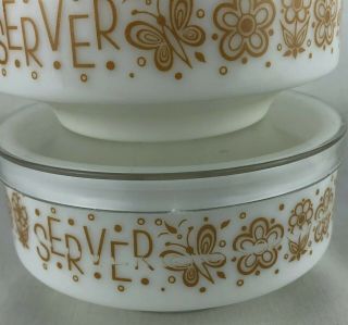 Vintage Pyrex Gemco Butterfly Gold Condiment Server Lazy Susan With Lids Spoons 6