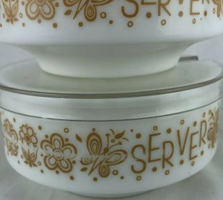 Vintage Pyrex Gemco Butterfly Gold Condiment Server Lazy Susan With Lids Spoons 7
