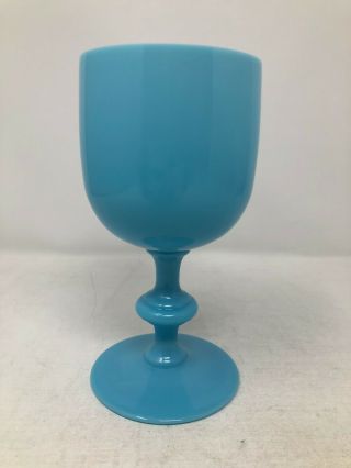 Portieux Vallerysthal Pv France Blue Opaline Water Goblet 6 1/2 "