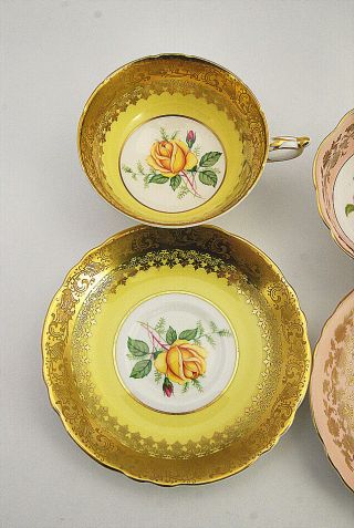 Stunning 4 Pc Paragon Roses Tea Cups & Saucers