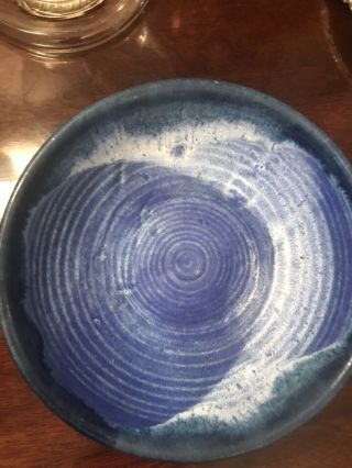 Mccartys Art Pottery Merigold Mississippi Hand Thrown Blue Gumbo Bowl