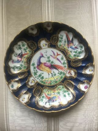 Worcester Chelsea Mazarine Blue Scale Plate 18th Century Hand Painted