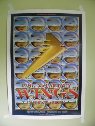 Bill Graham Concert Poster Paul Mccartney " Wings " - 1976 - Linen Backed