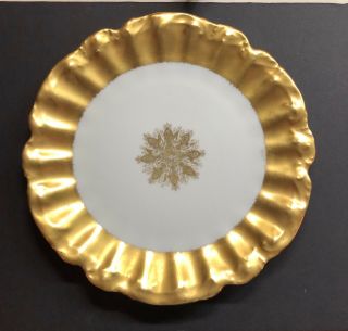 Antique Ls & S Limoges France Gold Encrusted Dinner Plate C.  1890 - 1920