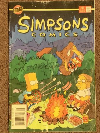 Matt Groening Autograph Signed The Simpsons Comic Book Homer Bart Lisa