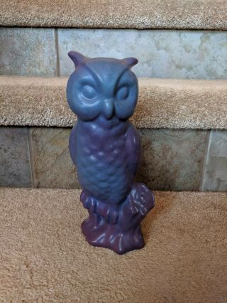 Unique Purple/blue Signed Van Briggle Owl - 9 3/4 "